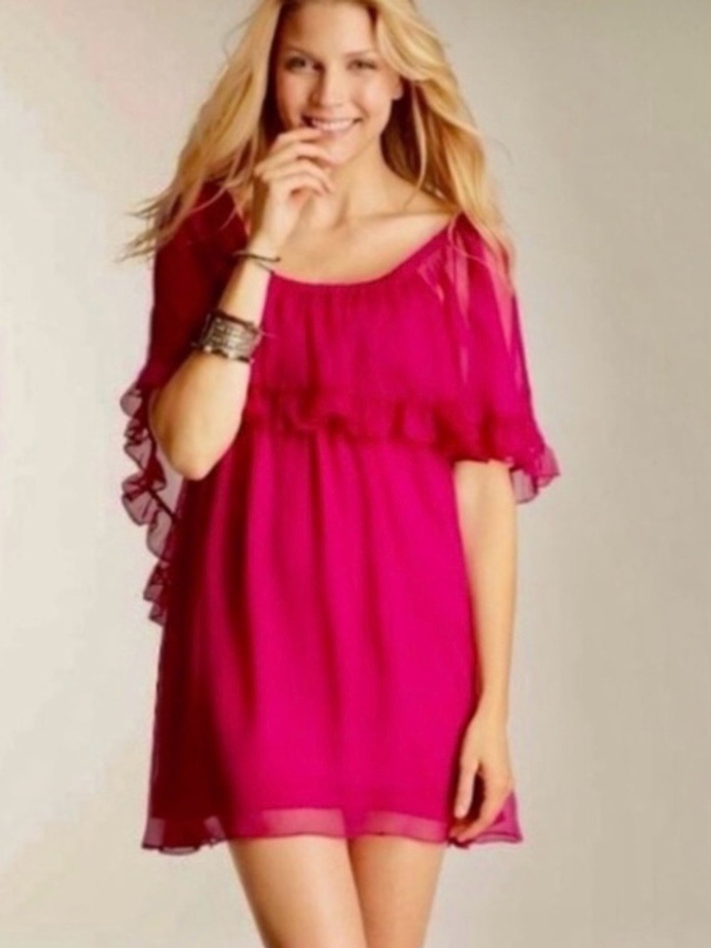 Free People Women’s Medium Fuchsia Pink Flowy Lightweight Dress Boho